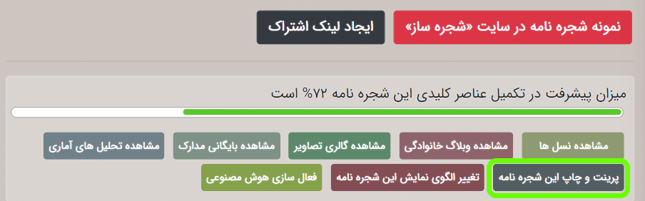 راهنمای پرینت و چاپ شجره نامه ها